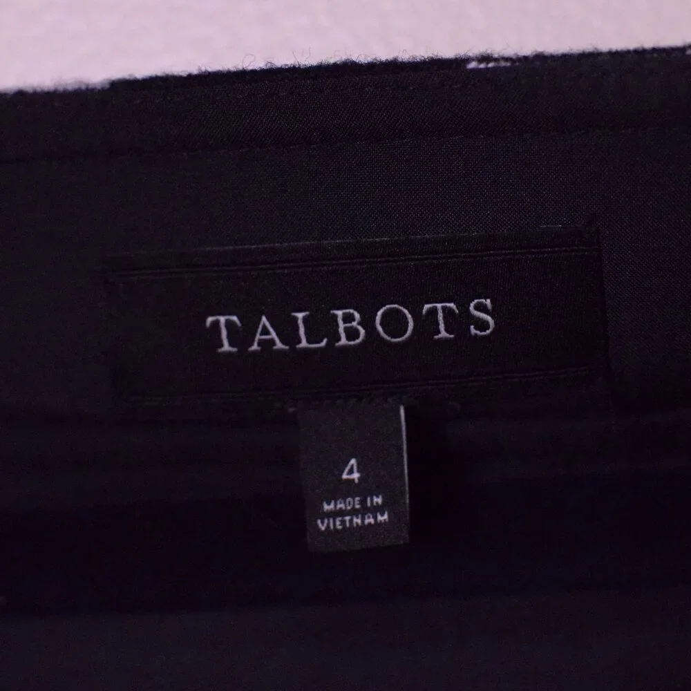 Women's Talbots Wool Blend Black & White Buffalo Check Plaid Skirt - Size 4 - Picture 5 of 6